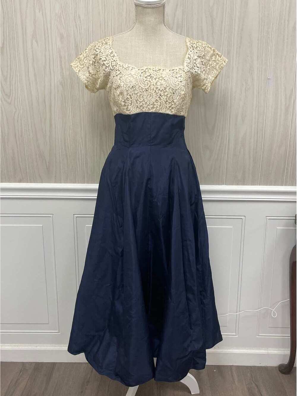 Vintage Harry Keiser Lace and Navy 1950’s dress